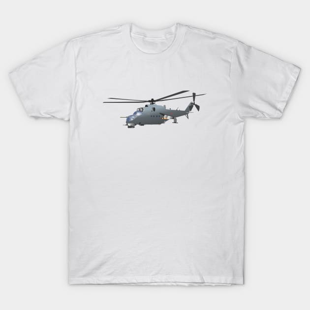 Russian Attack Helicopter Mi-24 T-Shirt by NorseTech